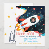 Rocket Ship Add Photo Birthday Party (Voorkant / Achterkant)