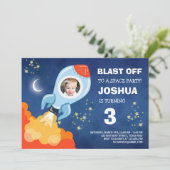 Rocket Ship Astronaut, uitnodiging voor ruimtevaar (Staand voorkant)