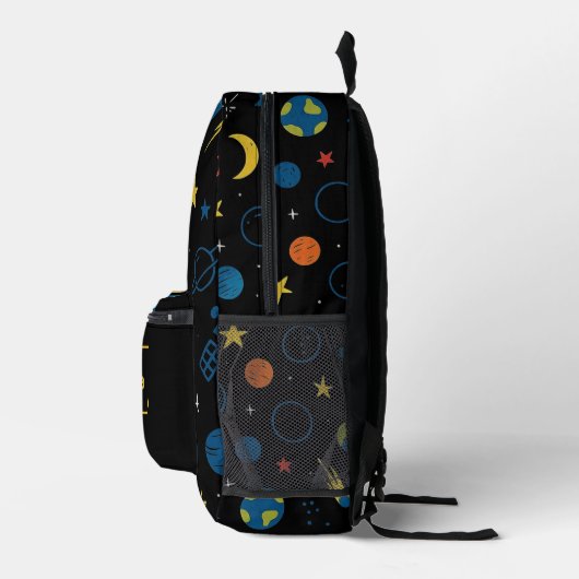 Rocket Ship Backpack with Solar System Design Bedrukte Rugzak (Rechts)