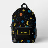 Rocket Ship Backpack with Solar System Design Bedrukte Rugzak (Voorkant)