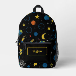 Rocket Ship Backpack with Solar System Design Bedrukte Rugzak