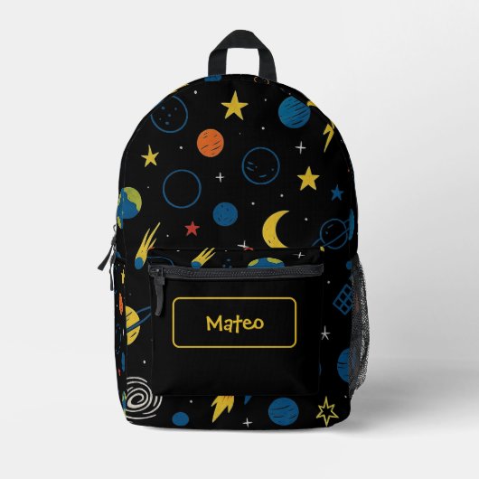 Rocket Ship Backpack with Solar System Design Bedrukte Rugzak (Voorkant)