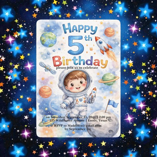 Rocket ship birthday Space Planets Boy Stars Kaart
