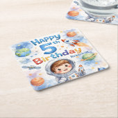 Rocket ship birthday Space Planets Boy Stars Kartonnen Onderzetters (Schuin)