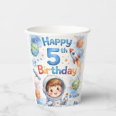 Rocket ship birthday Space Planets Boy Stars Papieren Bekers (Voorkant)