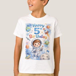Rocket ship birthday Space Planets Boy Stars T-shirt