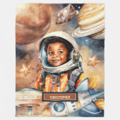 Rocket Ship Blanket Black Skin Jongens Verjaardags Fleece Deken (Voorkant)