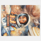 Rocket Ship Blanket Black Skin Jongens Verjaardags Fleece Deken (Voorkant (Horizontaal))