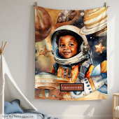 Rocket Ship Blanket Black Skin Jongens Verjaardags Fleece Deken