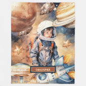 Rocket Ship Blanket met naam voor Space Loving Kin Fleece Deken (Voorkant)