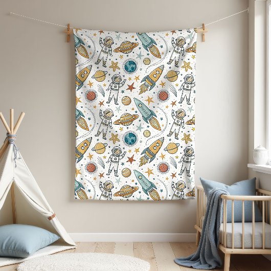 Rocket Ship Blanket Planeten & Sterren voor Pasgeb Fleece Deken