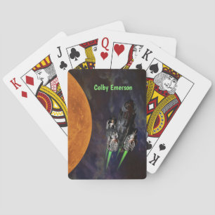 Rocket Ship Blast Off in Buitenruimte - Rocketship Pokerkaarten