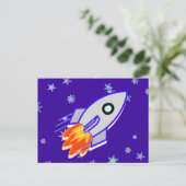 Rocket Ship Briefkaart (Staand voorkant)
