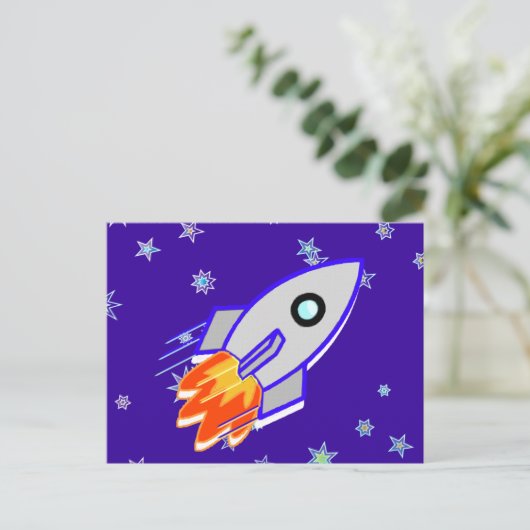 Rocket Ship Briefkaart (Staand voorkant)