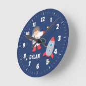 Rocket Ship Buitenruimte Little Astronautys Room Ronde Klok (Hoek)