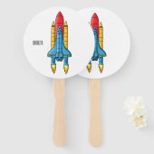 Rocket ship cartoon illustration handwaaier (Voorkant en achterkant)