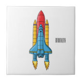 Rocket ship cartoon illustration tegeltje (Voorkant)