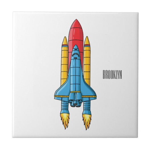 Rocket ship cartoon illustration tegeltje (Voorkant)