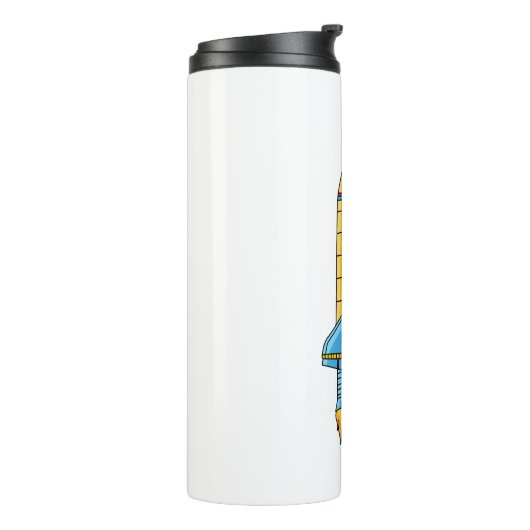 Rocket ship cartoon illustration thermosbeker (Gedraaid links)
