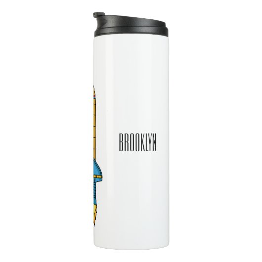 Rocket ship cartoon illustration thermosbeker (Geroteerd rechts)