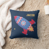 Rocket Ship Checkered, Space, Kinder Room Decor Kussen (Deken)