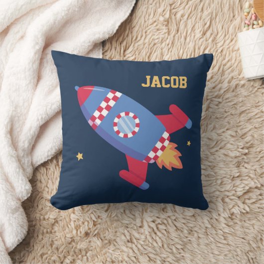 Rocket Ship Checkered, Space, Kinder Room Decor Kussen (Deken)