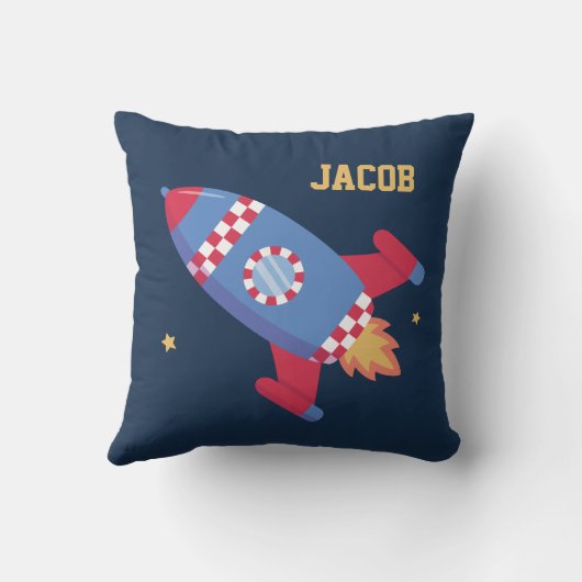 Rocket Ship Checkered, Space, Kinder Room Decor Kussen (Achterkant)