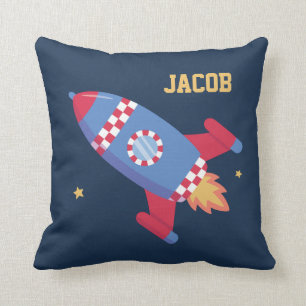 Rocket Ship Checkered, Space, Kinder Room Decor Kussen