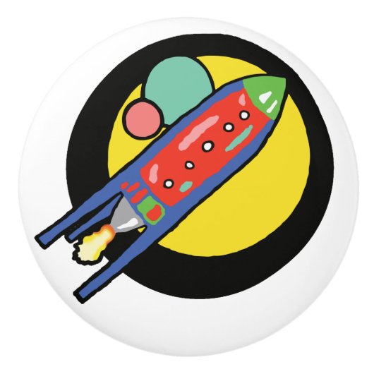 Rocket Ship Custom Ceramic Knob Keramische Knop (Voorkant)