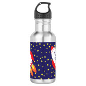 Rocket Ship Cute Kinder Water Fles met naam (Voorkant)