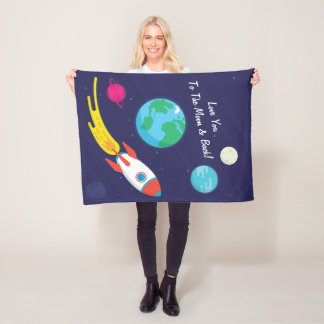 Rocket Ship Fleece Blanket Deken