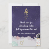 Rocket Ship Galaxy verjaardagsuitnodiging voor mei Kaart (Achterkant)