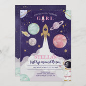 Rocket Ship Galaxy verjaardagsuitnodiging voor mei Kaart (Voorkant / Achterkant)