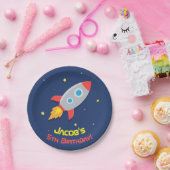 Rocket Ship in Buitenspatie Birthday Party Supplie Papieren Bordje (Feest)