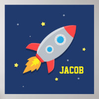 Rocket Ship in Kinderen buitenruimte-decor-Poster