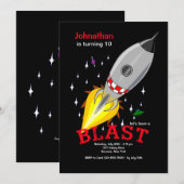 Rocket Ship in Space Invitation Kaart (Voorkant / Achterkant)