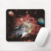 Rocket Ship in Space Muismat (Met muis)