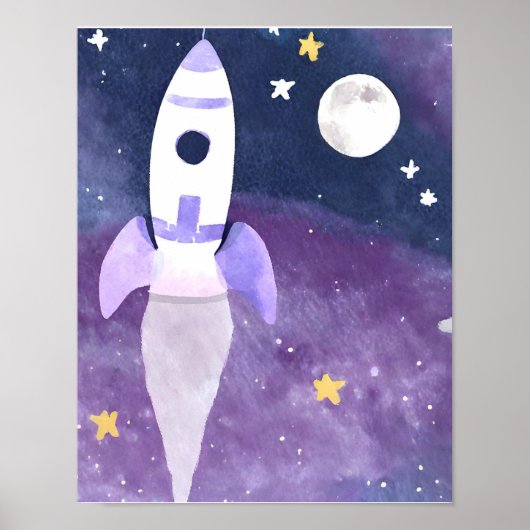 Rocket Ship in Space Poster (Voorkant)