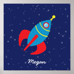 Rocket Ship in Space Poster