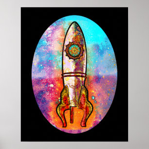 Rocket Ship in Space Poster