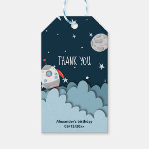 Rocket Ship Lancering Dark Space Dank je wel Cadeaulabel