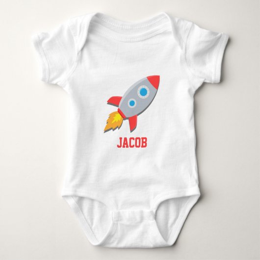 Rocket Ship, Outer Space, voor baby jongens Romper (Voorkant)