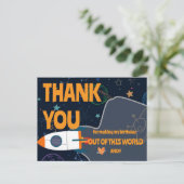 Rocket Ship Planet Theme Space Verjaardag Bedankt Briefkaart (Staand voorkant)