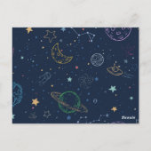 Rocket Ship Planet Theme Space Verjaardag Bedankt Briefkaart (Achterkant)