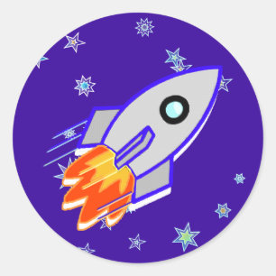 Rocket Ship Ronde Sticker