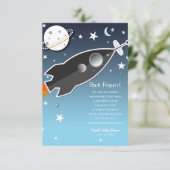Rocket Ship Space Baby shower Boek Aanvraag Kaart (Staand voorkant)