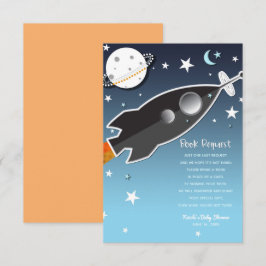 Rocket Ship Space Baby shower Boek Aanvraag Kaart