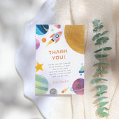 Rocket Ship Space Boy Birthday Bedankkaart