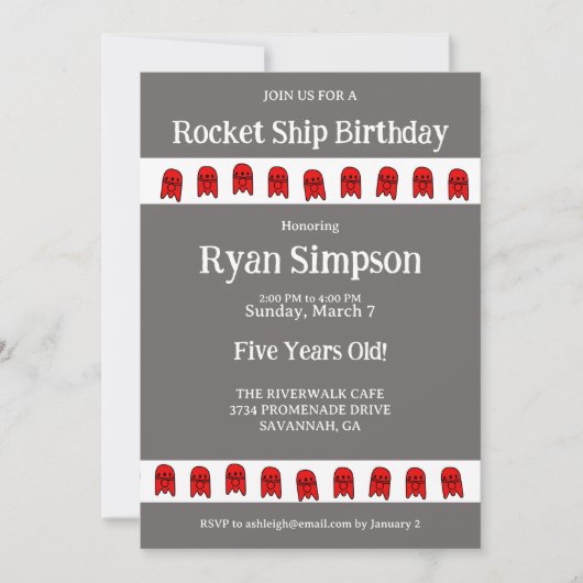 Rocket Ship Verjaardagsfeest Kaart (Voorkant)