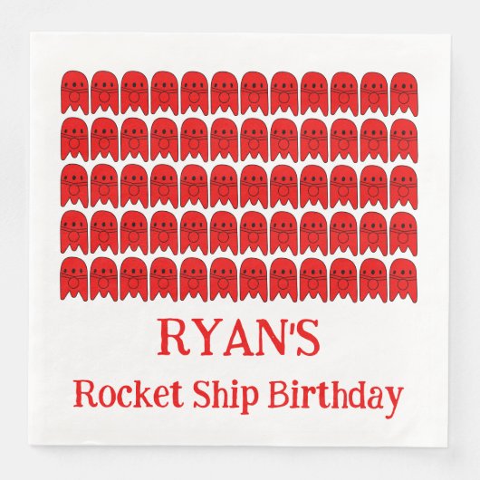 Rocket Ship Verjaardagsfeest Servet (Voorkant)